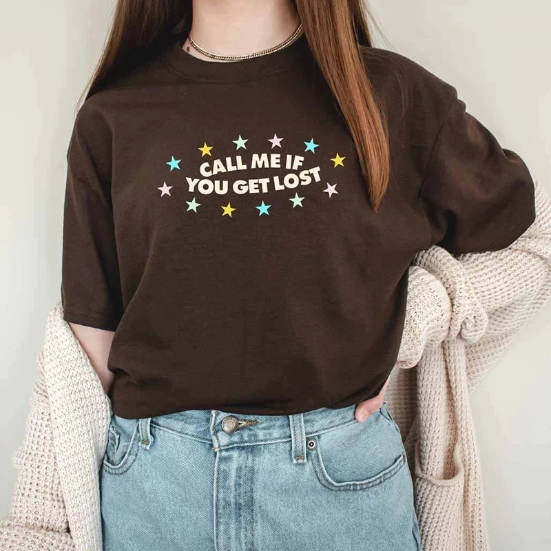 

Футболка Kuakuayu HJN с надписью «звонить мне, если ты потеряешь», футболка в стиле музыкального принта, футболки в стиле хип-хоп унисекс в стиле ретро, топы с коротким рукавом