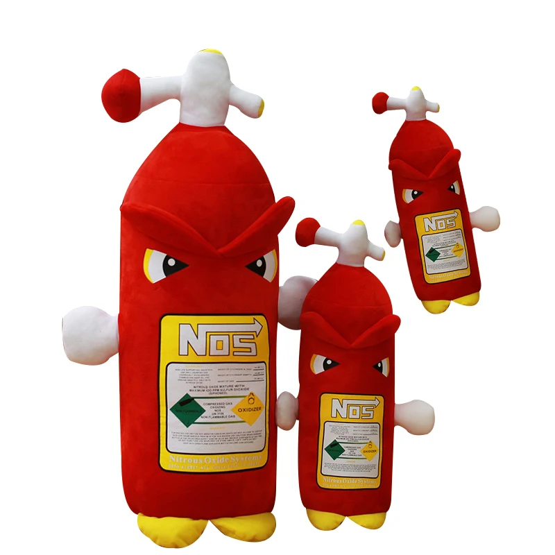 시뮬레이션 소화기 플러시 장난감 부드러운 NOS 베개 아산화 질소 병 베개 쿠션 머리 받침 등받이 홈 장식