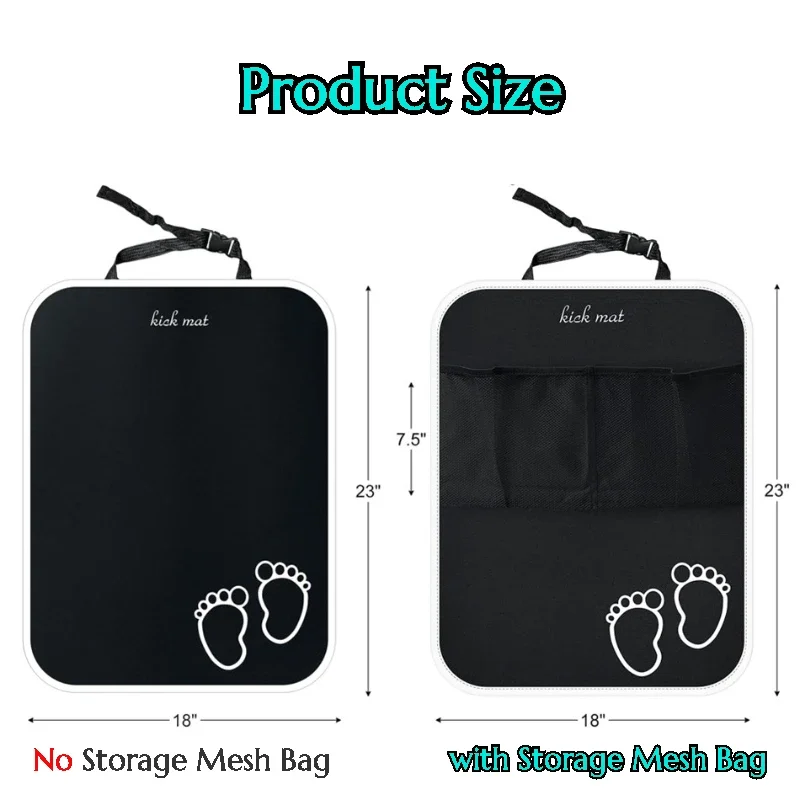 Car Kick Mat Baby Kids Anti-Kick Mat Pad Car Seat Protector Black Back Seat Cover for Child Waterproof Protection 1 Pack