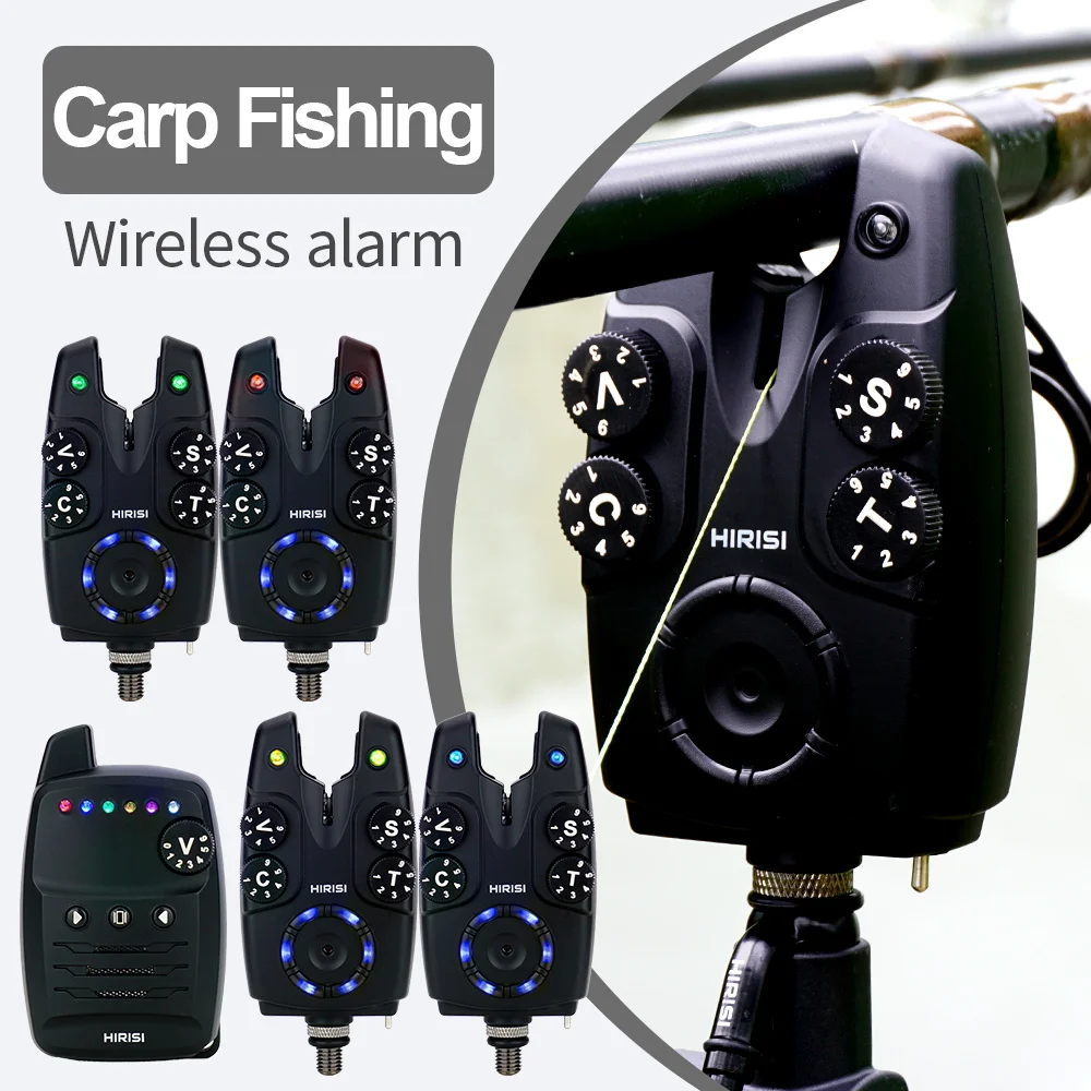 Set d'alarme sans fil anti-vol Hirisi pour pêche à la carpe 1+4 avec indicateur de touches