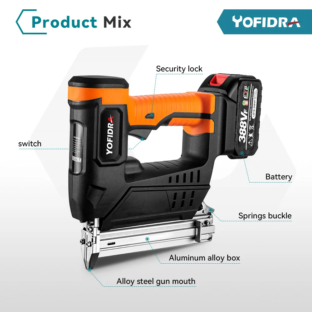 Dextra Cordless Electric Nail Gun 20V, 18 Gauge 2 in 1 - Import It All