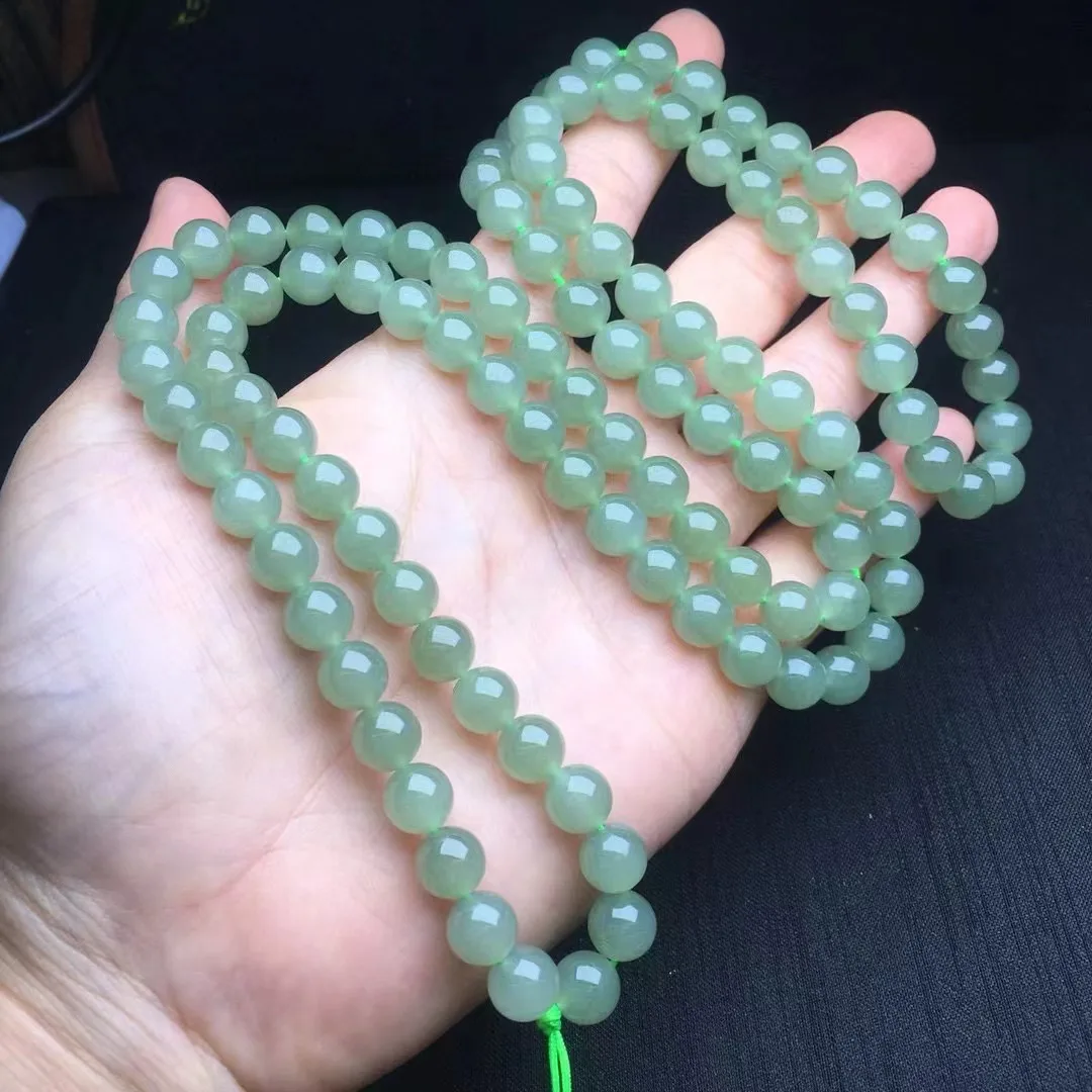 

Unit One Chain 7.8mm High Quality Natural HeTian Jade Crystal Healing Long Chain Special For Jewelry Gift