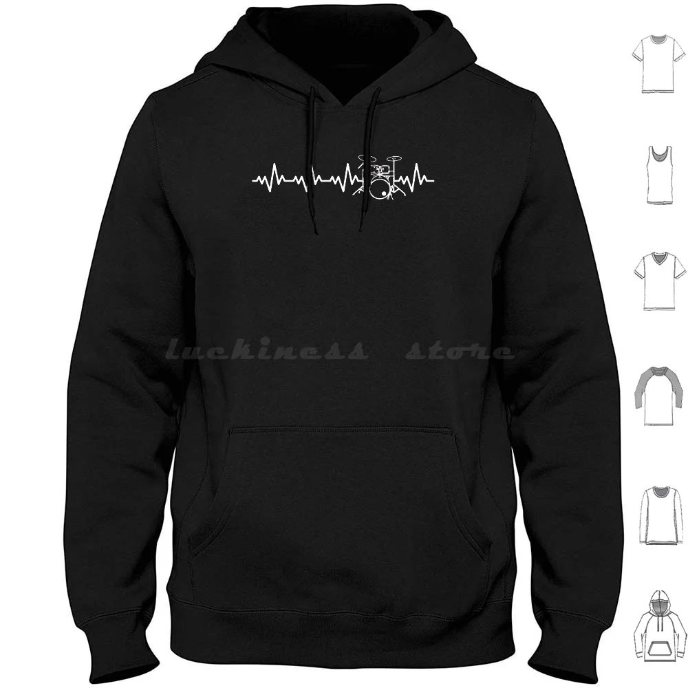 

Drums Heartbeat Drummer Pulse Line Drumming Percussion Gifts Hoodie cotton Long Sleeve Drums Heartbeat Drummer Heartbeat