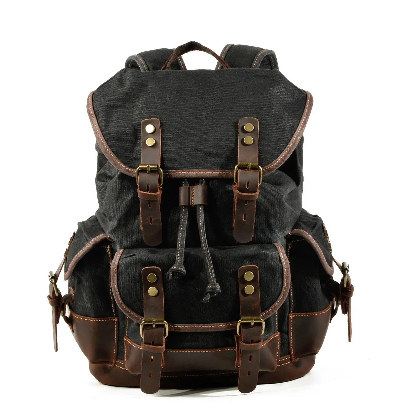Canvas Leather Casual Backpack for Men