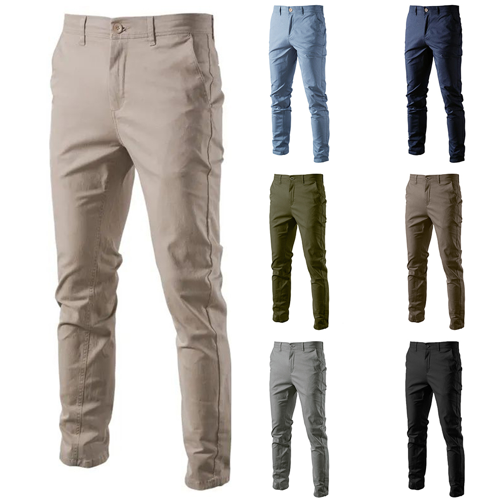 Autumn New Casual Cotton Mens Trousers Solid Color Slim Fit Versatile Thickened High Quality Classic Business Trousers For Men
