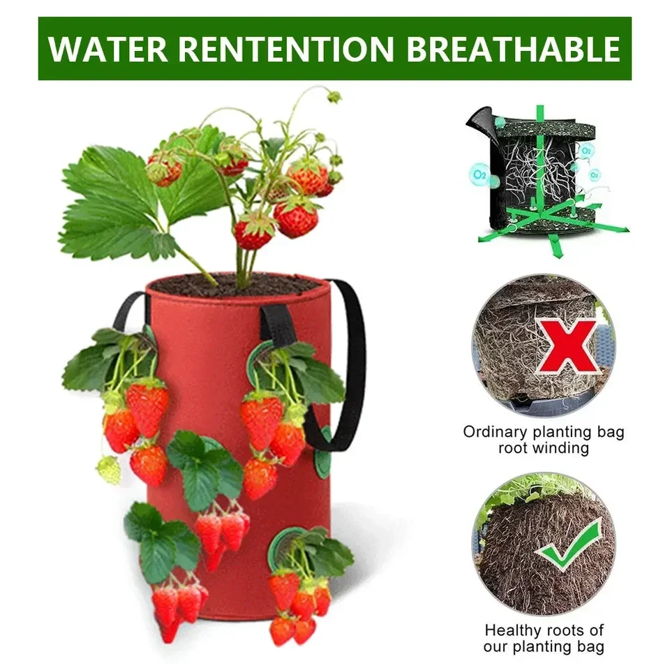 6 Sacchi Per Coltivazione Patate 7 Galloni In Tessuto Non Tessuto – Vasi Per Piante Di Pomodoro Con Maniglie, Per Balcone E Giardino 35x28cm