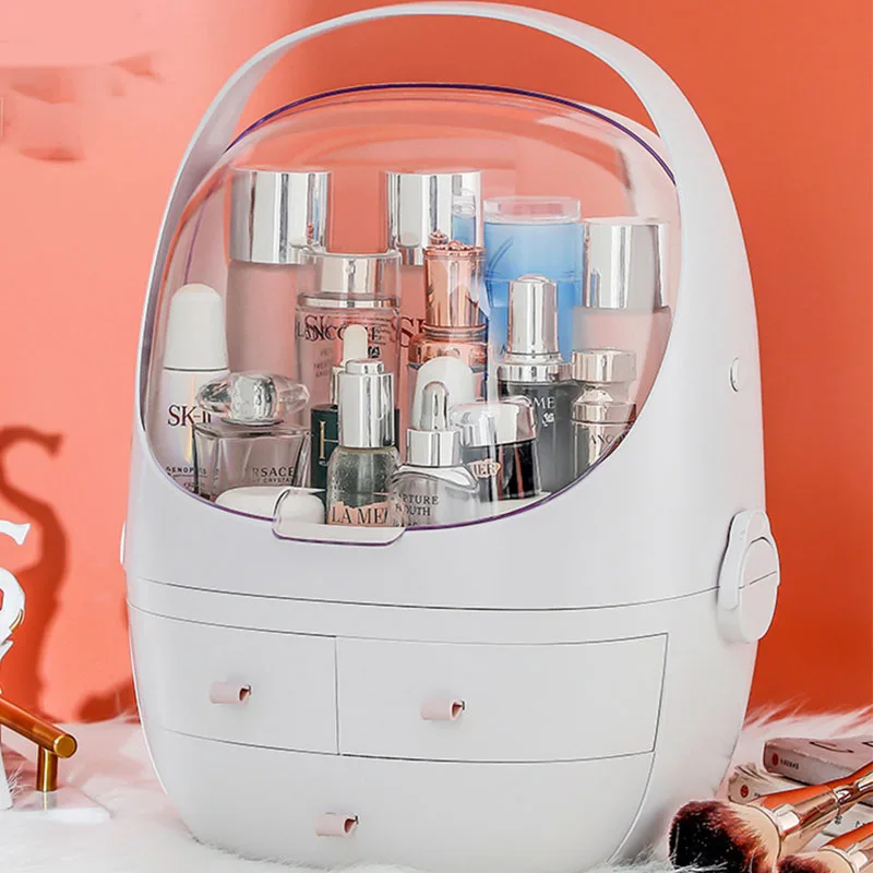 Cosmetics Storage Box Portable Large Clear Makeup Organizer Storage Drawer Cosmetic Display Case For Home Bathroom Countertop 5