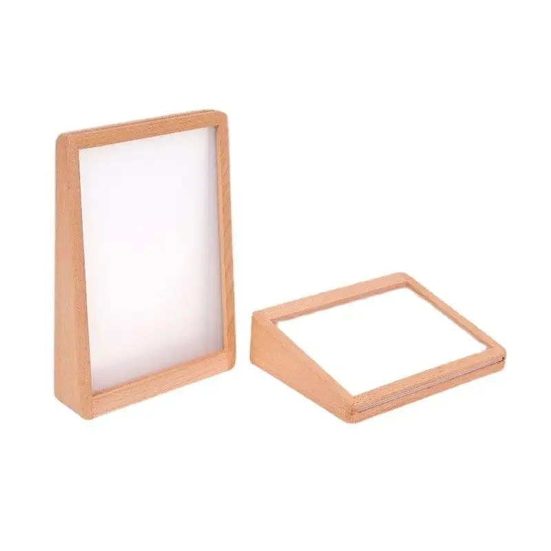 7 Inch / 8 Inch / A4 Creative Trapezoidal Solid Wood Transparent Acrylic Photo Frame Photo Storage Living Room Table Decoration