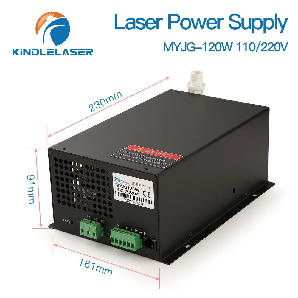 Kindlelaser 120W Laser Power Supply Source MYJG-120W 110/220V for RECI EFR YONGLI CDWG Co2 Laser Tube Cutting Machine Source 3