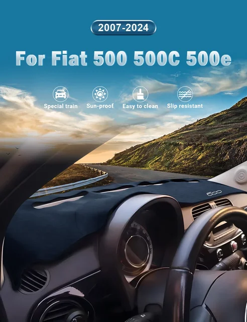 Copricruscotto Per Fiat 500 2008-2023 - Tappetino Parasole In Flanella, Protezione UV E Anti-Abbagliamento - Foto miniatura 9