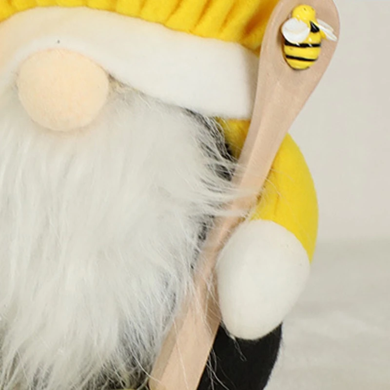 Honeybee Festival Gnome for Doll Shelf Tiered Tray Ornament Elf Dwarf for Home Farmhouse Kitchen Dining Table Decoration