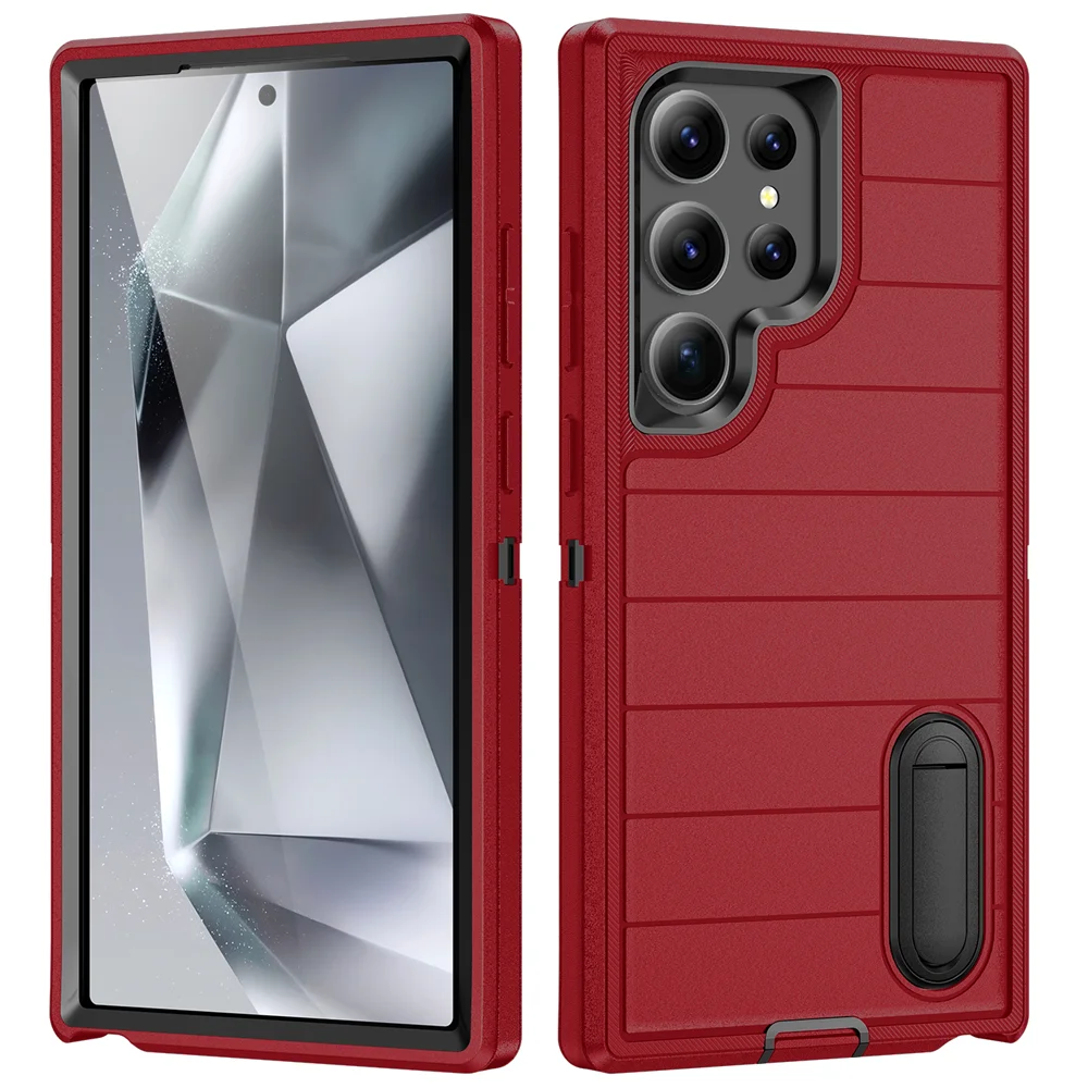 Nova capa de proteção híbrida 3 em 1 Defender para Samsung Galaxy S24 Ultra Kickstand Body Cover Funda S24Plus_voghion.com
