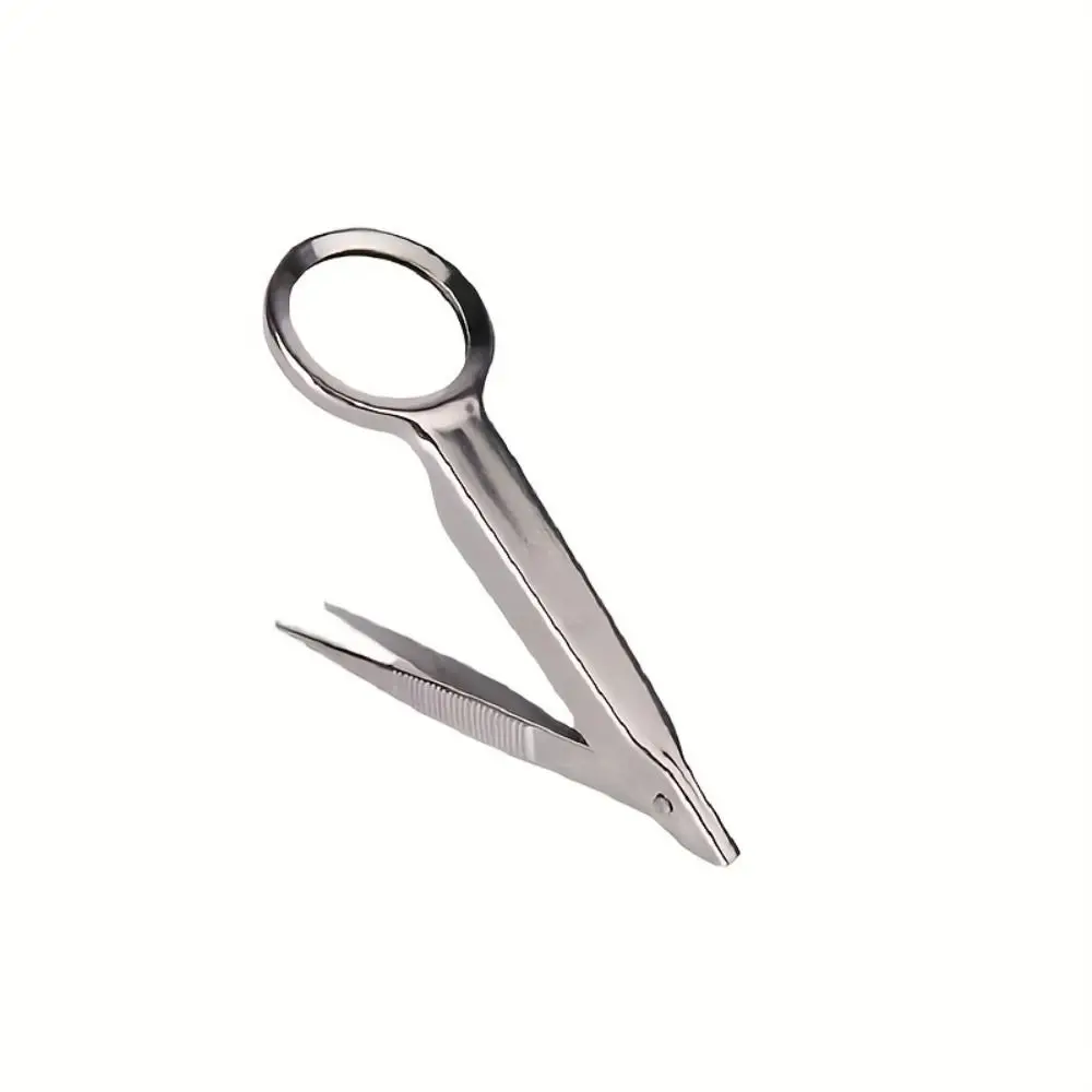 Portable 10X Magnifying Glass Handheld Multifunctional Eyebrow Tweezers Precision Foldable Stainless Steel Tweezer Women
