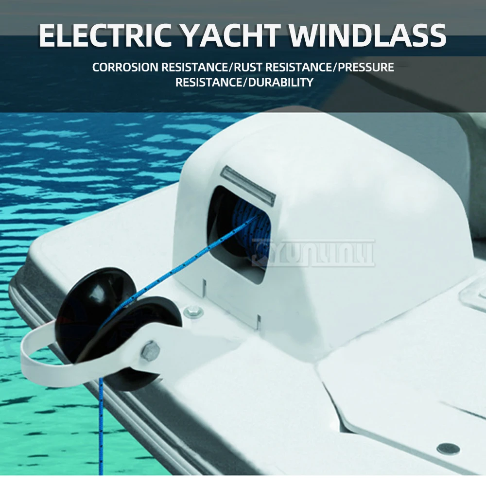 For 13.6kg Saltwater Marine Boat Yacht Pontoon Sail Heavy Duty 12V Electric Anchor Winch White marine accessories
