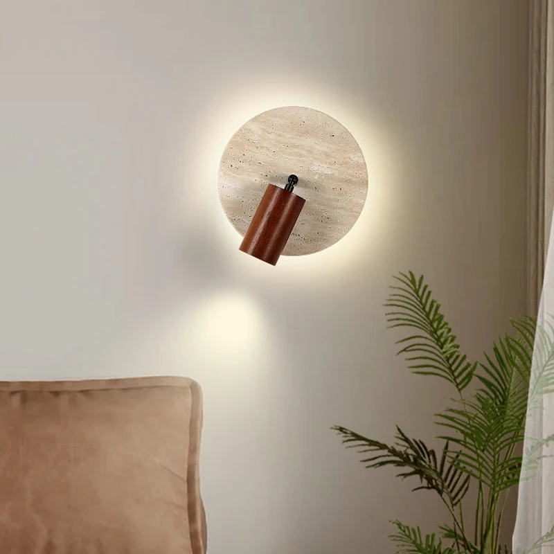 

Modern Round Creativity Natural Stone Bedroom Bedside Study Wall Hanging Atmosphere Spotlight Reading Light Wall Lamp Lighting
