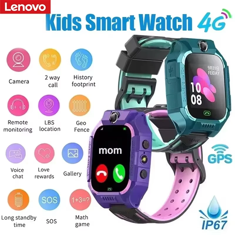 Lenovo Q19 Kids Smart Watch GPS Location Tracker Sim Card Waterproof Call Camera Mobile Smartwatch For iPhone Android For Gift