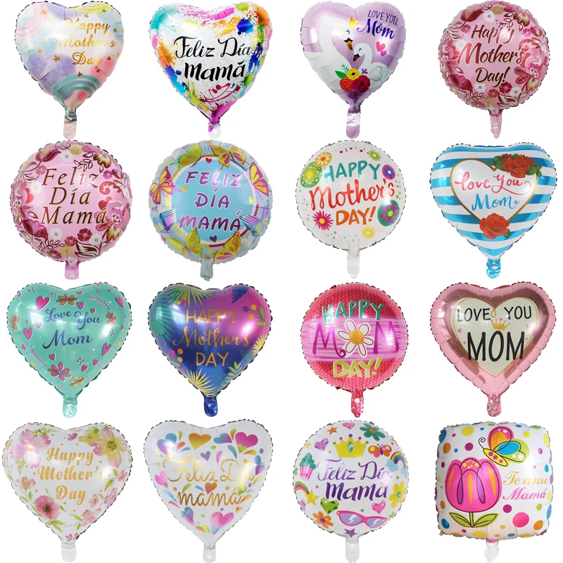 

10Pcs Mother's Day Theme Festival Party Decoration Supplies 18 inch Spanish Aluminum Film Balloon