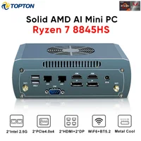 FU03 AI Mini PC AMD Ryzen 7 8845HS 2*Intel 2.5G 2*DDR5 2*NVME 2x HDMI Firewall Router Windows 11 4x8K WiFi6 Gaming Mini Computer 2