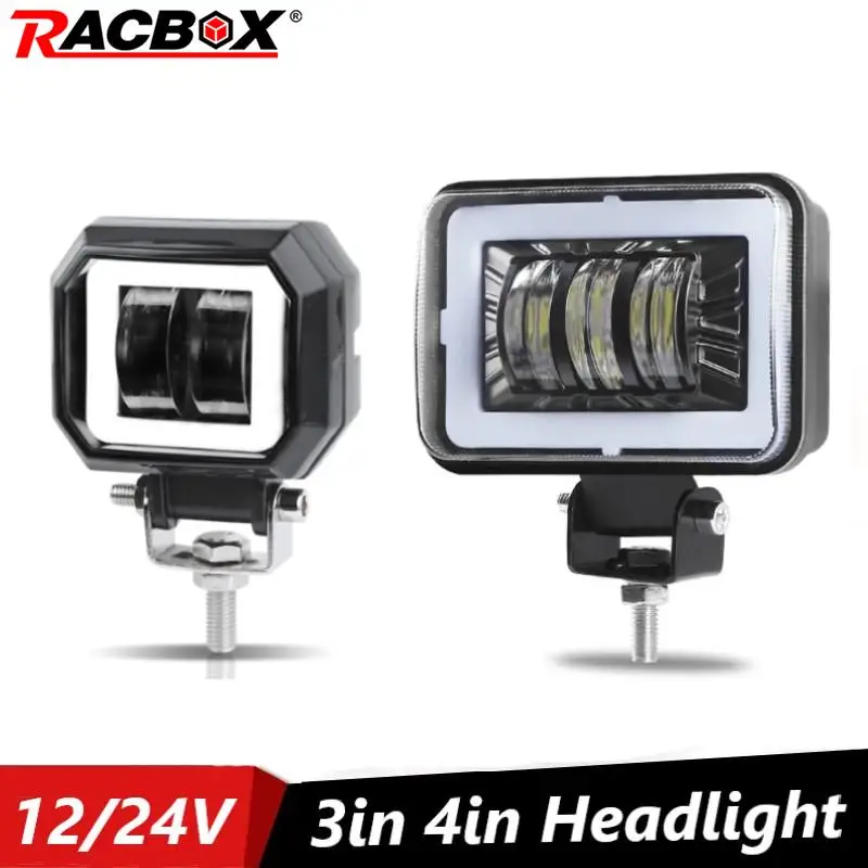 

Белое кольцо с ореолом, 3, 4 дюйма, внешнее освещение для внедорожника, экскаватора, танкового крана, вспомогательная фара 12 В, 24 В