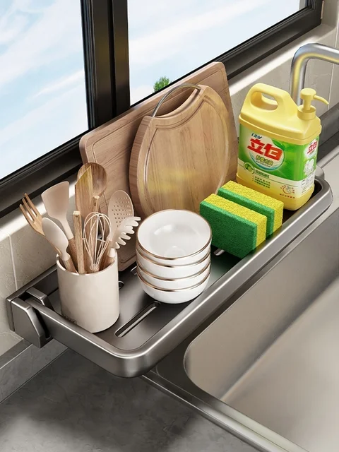 ชั้นวางของในครัวแบบพับได้, ชั้นวางของแบบมีที่ระบายน้ำ, ที่เก็บผ้า, ก๊อกน้ำแบบไม่ต้องเจาะรู, อ่างล้างผัก, ชั้นวางตะกร้าแบบมีที่ระบายน้ำ 1