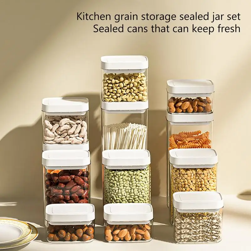 

5Pcs Sealed Jars Kitchen Grain Storage Organizer Large Tank Plastic Moisture-proof Storage Box Household Seasoning Jars Set