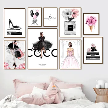 Nordic Pink Beauty Salon Poster Prints Fashion Perfume Women Wall Art 1