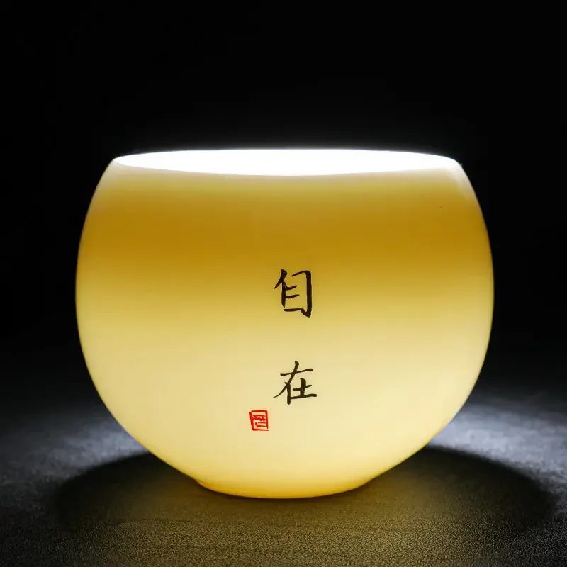 Tea Cup Dehua Lamb Jade Porcelain Tea Cup Ceramic Tea Cup Set Japanese Dragon Egg Kung Fu Single Master Drinking Bowl
