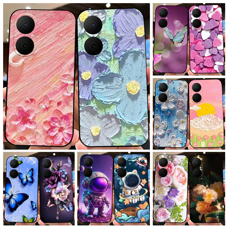 Oil Painted Silicone Back Cover - Soft Matte Protective Case for Huawei Nova Y73/Enjoy 80
