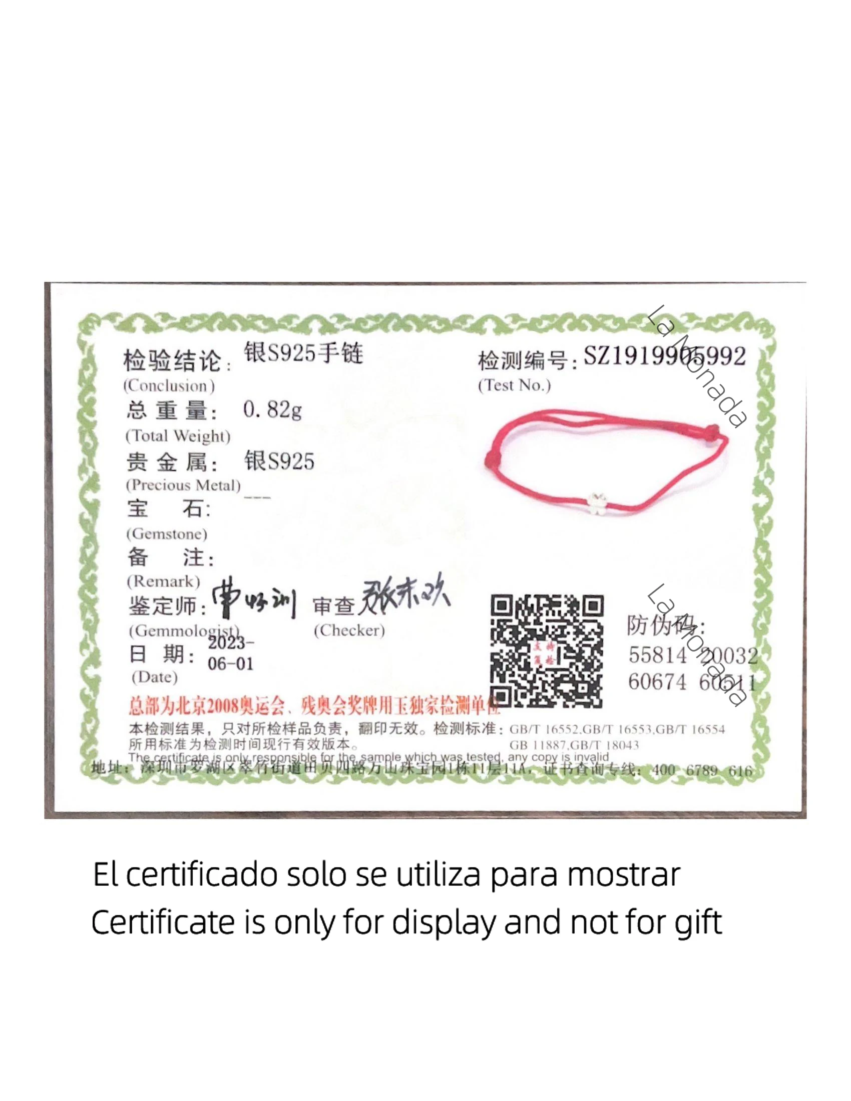 لا مونادا بالجملة 925 فضة حبل أحمر أساور زهرة الأح...