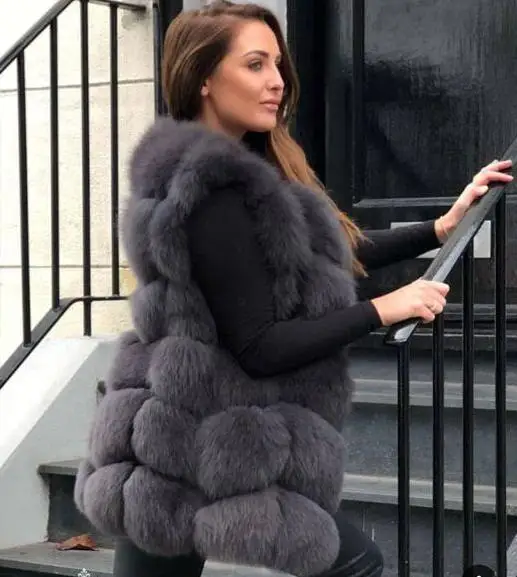 

2023 New HIgh fashion real fox fur waistcoats classic Sleeveless Warm Real Fox Fur gilets