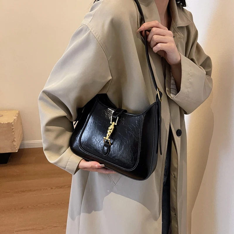 Women's Bag Leather Armpit Shoulder Bag Brand Luxury Designer Bags For  Women Solid Color Fashion Handbag 2023 New Winter Design - AliExpress
