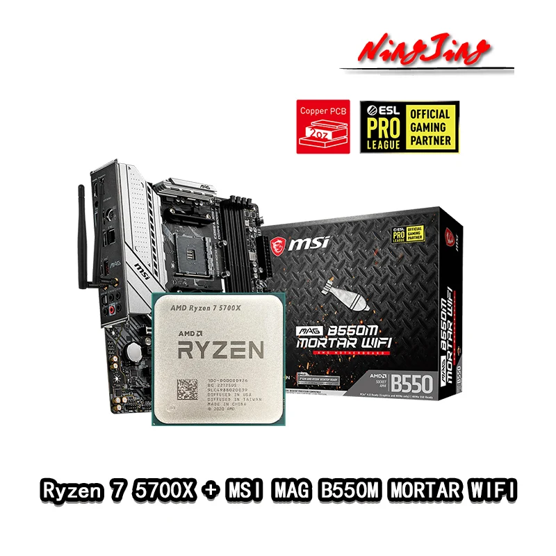 Amd Ryzen 7 5700x R7 5700x Cpu + Msi Mag B550m Mortar Wifi Motherboard