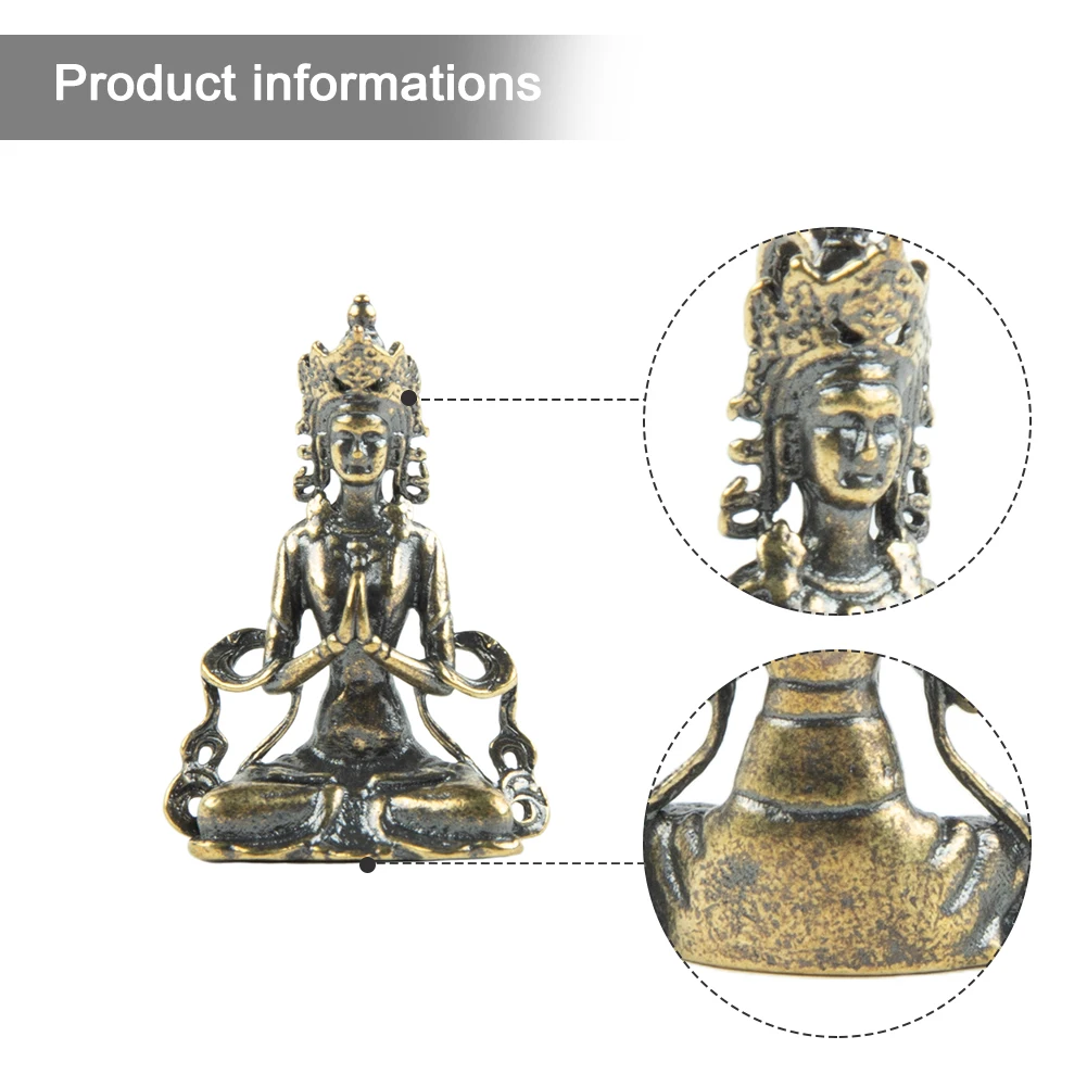 

Retro Brass Meditate Zen Buddhism Household Buddha Ornament Living Room Handmade Decoration Copper Statue Tea House Ornament