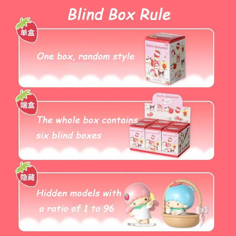 MINISO 산리오 딸기 매너 블라인드 박스, 시나모롤 멜로디 쿠로미 포차코 폼푸린 블라인드 박스, 탁상 장식, 핫 세일
