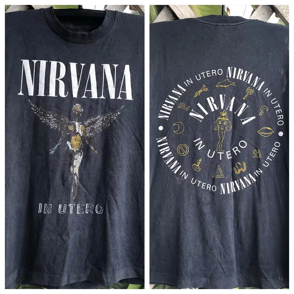 Nirvana Band Vintage Heavy Trend Camiseta masculina e feminina de manga  curta High Street Hip Hop, estampa Angel Rock - AliExpress, image size:960x960