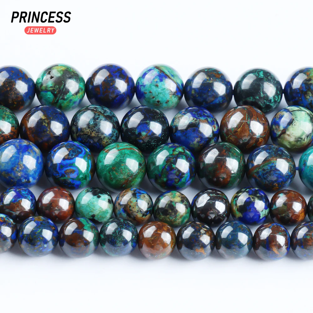 Clearance A++ Natural Azurite Chrysocolla Loose Beads for Jewelry Making Bracelet Stone Beads DIY Accessories 6 8 10mm 4