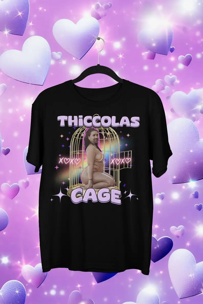 Thiccolas Cage Funny Meme Shirt Gag Tshirt Unhinged Gift Inappropriate Cursed Celebs Celebrities Offensive Raunchy Stupid Meme 1