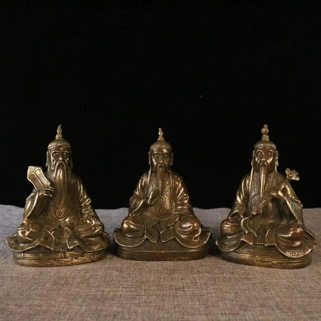 

Редкая старая медная статуя, статуя Fu Lu Shou, 3 шт./набор