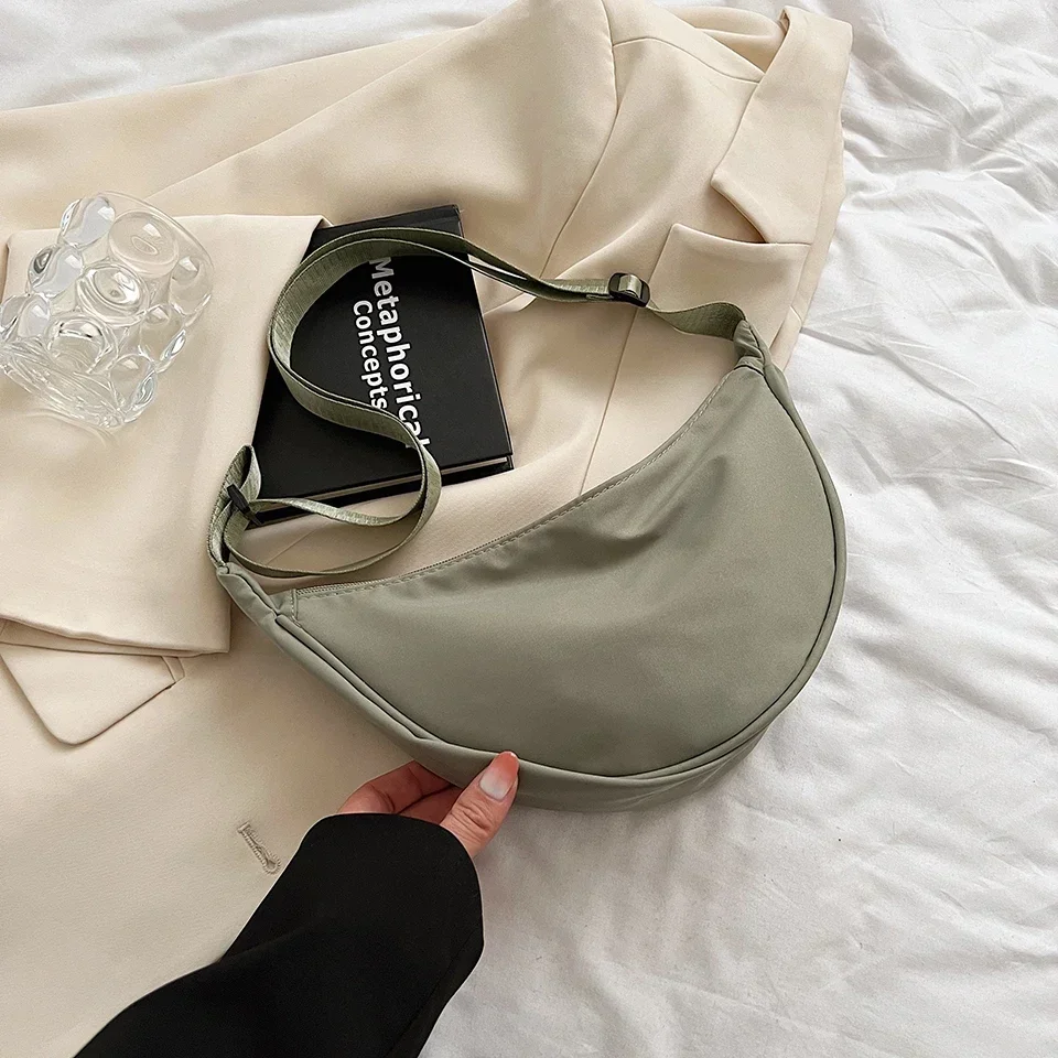 Simple Design Women's Messenger Bag Fashion Ladies Nylon Hobos Small Shoulder Bags Vintage Female Girls Purse Cloth Handbags 10