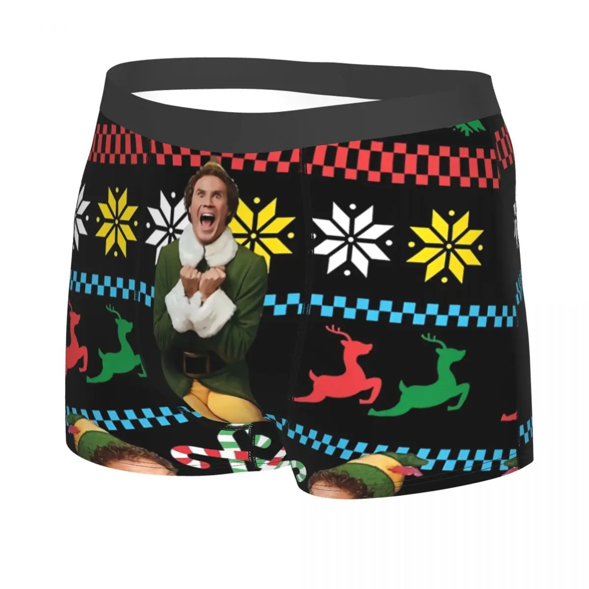 Buddy The Elf Ugly Christmas Sweater Xmas Movie Will Ferrell Man's Boxer Briefs Highly Breathable Underpants Print Shorts Gifts 2