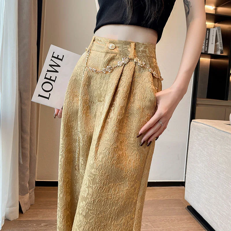 Flower Pants Lace Up Cool Pants Korean Style Y2k Straight Loose Women Summer Wear Belt High Waist Trousers