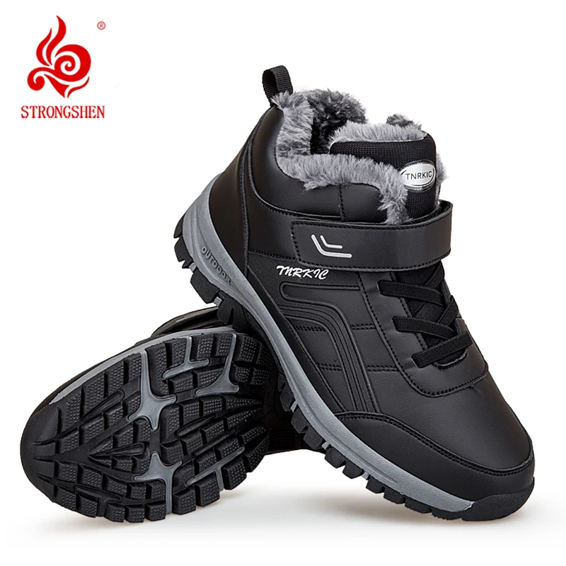 Men Leather Hiking Shoes Winter Warm Comfortable Sneakers Fashion Shoes Walking Footwear Tooling Shoes Lace-up Vulcanize Shoes