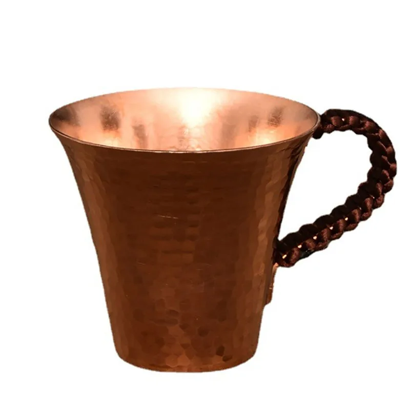

Vintage Copper Watter Mugs Japanese Coffee Cup Handmade Beer Mugs with Handle Large Tea Mug Metal Breakfast Cup Tableware Gift