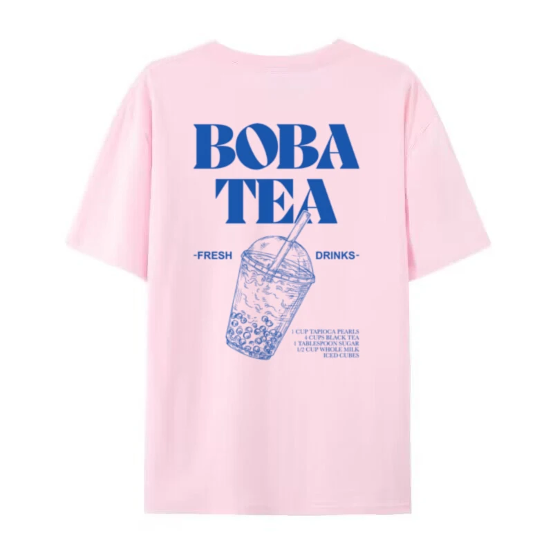 Description Picture 6 of itemWomen Retro Aesthetic Back Print Boba Tea T-Shirt Cute Bubble Tea Graphic Tees Foodie T Shirt Unisex Loose Vintage Fashion Tops