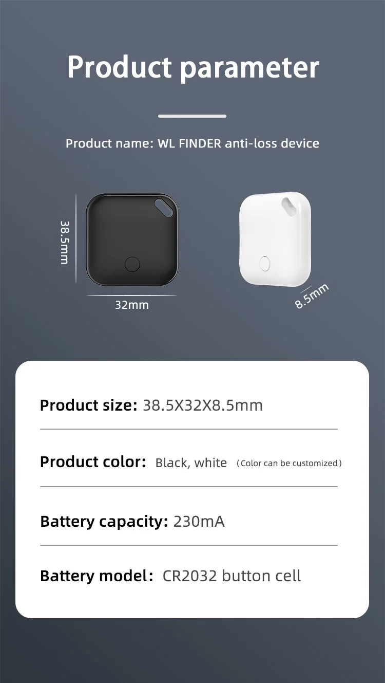 Bluetooth GPS Tracker via IOS Find My App Alternatives Tag for Apple Airtag Anti