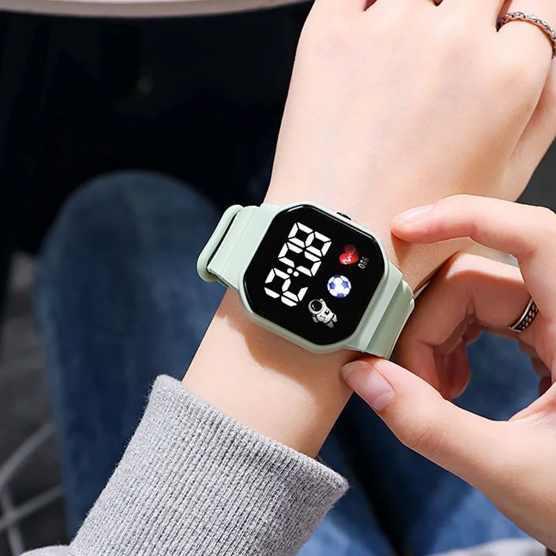 Kids Watch Sport LED Digital Watches Spaceman Silicone Strap