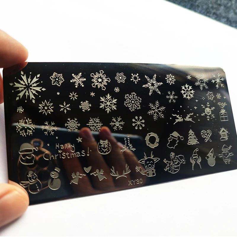 Description Picture 2 of itemChristmas Nail Stamping Plate Winter Nails Design Nail Art Printing Stencils Nail Stamp Templates Snowflake Nail Template Tools