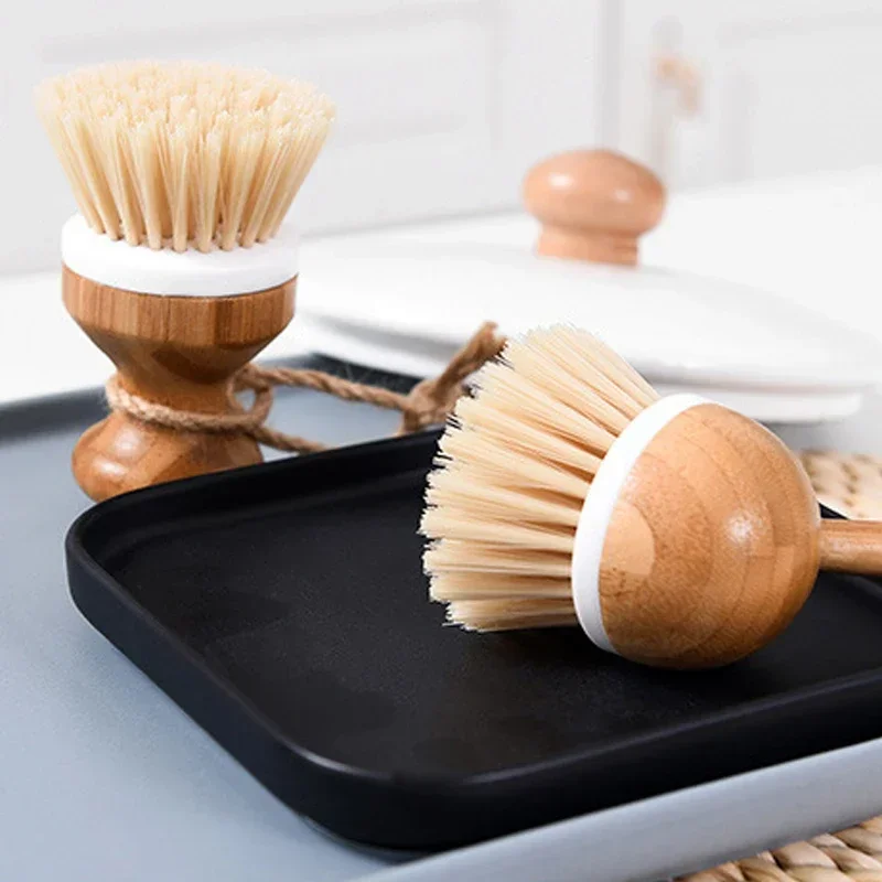 1Pcs Multi-function Scrubbing Brush Bamboo Handle Portable Laundry Clothes Shoes Scrub Brush Household Kitchen Cleaning Tools