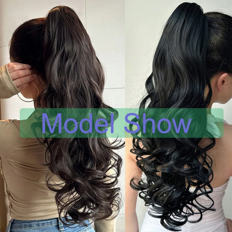 Synthetic 22Inch Long Curly Layered Ponytail Drawstring Clip in Hair Extension Blonde Black Horse Tail for Women clip in ponytail hair extension,synthetic ponytail,synthetic hair accessories,clip in ponytail extensions