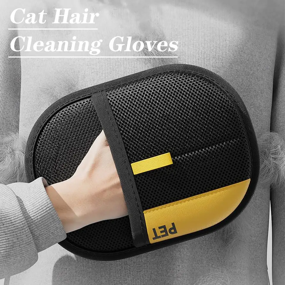Luvas eletrostáticas para remoção de pelos de animais de estimação, para cães e gatos, reutilizáveis e laváveis, com escova removedora de pelos 2 em 1._voghion.com